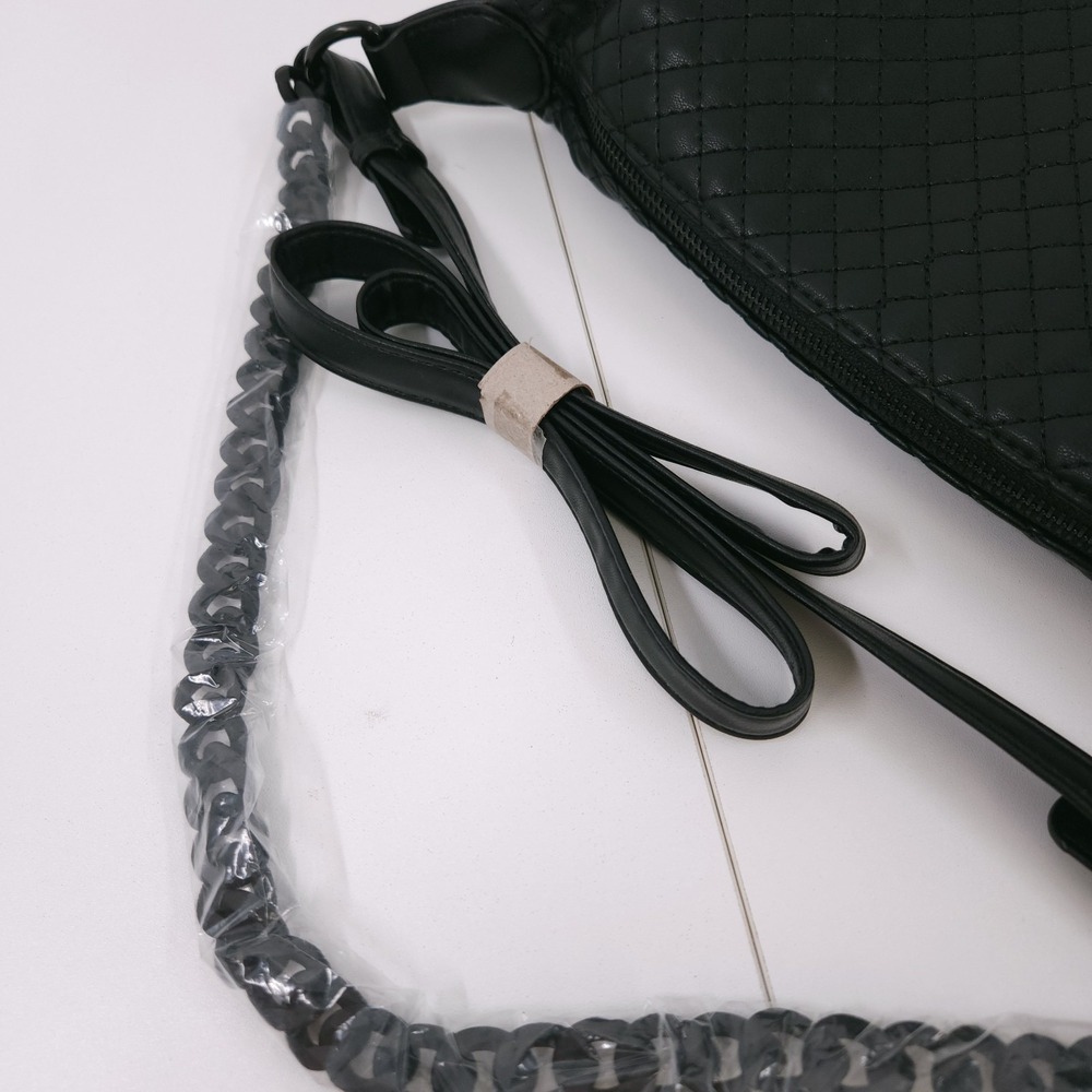 Like Dreams‎ Morgan Baguette Shoulder Crossbody Bag Black Chain Zip Top Small - Picture 11 of 11